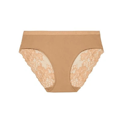 Shop Savage X Fenty Lace Back Hipster Briefs In Tan