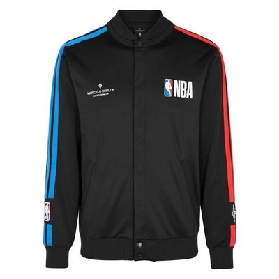 Shop Marcelo Burlon County Of Milan X Nba Navy Stretch-jersey Jacket In Black