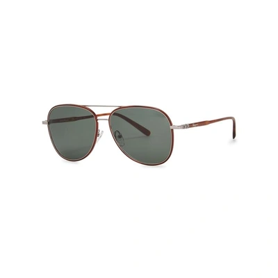 Shop Ferragamo Brown Aviator-style Sunglasses In Light Brown
