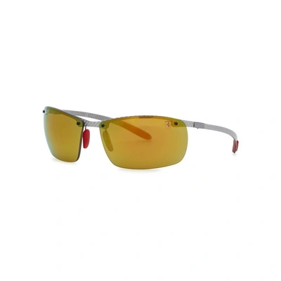 Shop Ray Ban X Scuderia Ferrari Square-frame Sunglasses In Brown