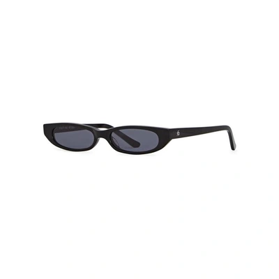 Shop Roberi And Fraud Frances Oval-frame Sunglasses In Black