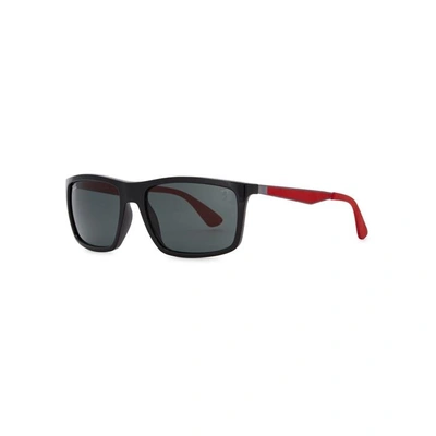 Shop Ray Ban X Scuderia Ferrari Square-frame Sunglasses In Black
