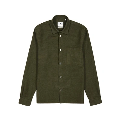 Shop Nn07 Basso Dark Green Cotton Shirt In Khaki