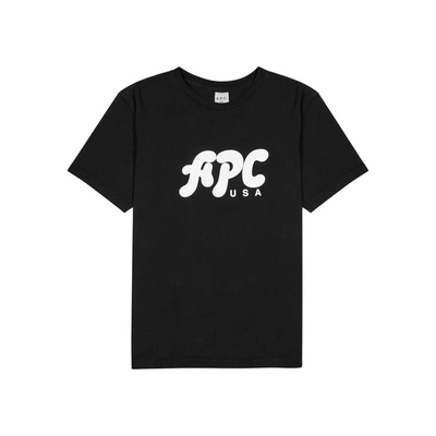 Shop Apc Marky Logo-print Cotton T-shirt In Black