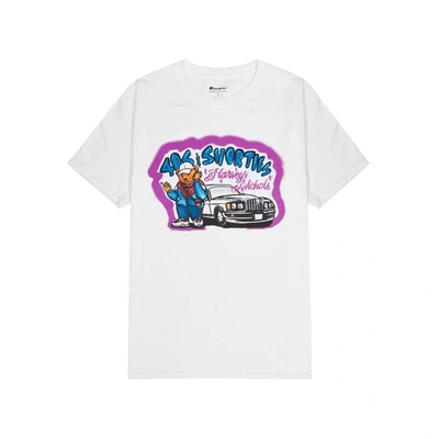 Shop 40s & Shorties White Printed Cotton T-shirt