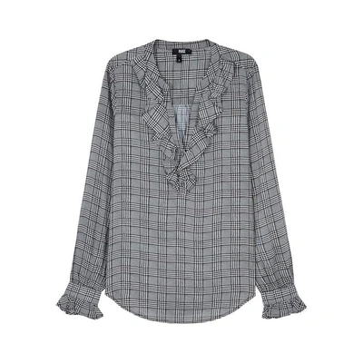 Shop Paige Amalfi Monochrome Checked Blouse In Black And White