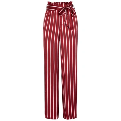 Shop Asceno Striped Silk Pyjama-style Trousers In Red