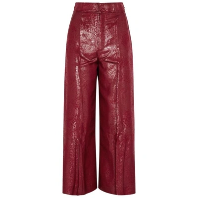 Shop Roland Mouret Costello Metallic Silk-blend Trousers In Red
