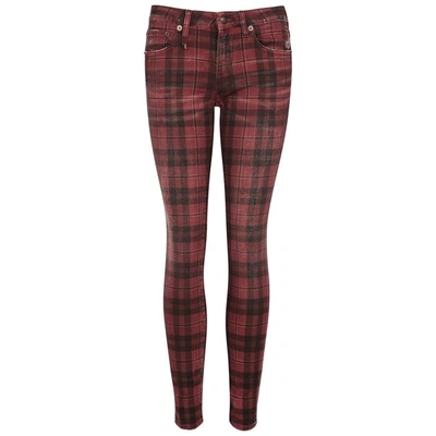 Shop R13 Kate Plaid Skinny Jeans In Red