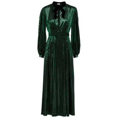 Shop Raquel Diniz Armonia Dark Green Metallic Chenille Dress