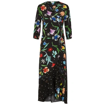 Shop Rixo London Noleen Floral-print Silk Midi Dress In Multicoloured