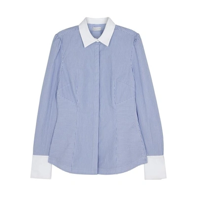 Shop Rebecca Vallance Cassia Striped Cotton Shirt In Blue
