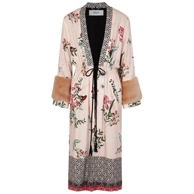 Replay Printed Faux Fur-trimmed Kimono Jacket In Multicoloured | ModeSens