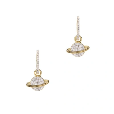 Shop Apm Monaco Planet Crystal-embellished Hoop Earrings In Gold
