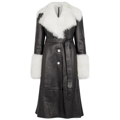 Shop Magda Butrym Hudson Shearling-trimmed Leather Coat In Black