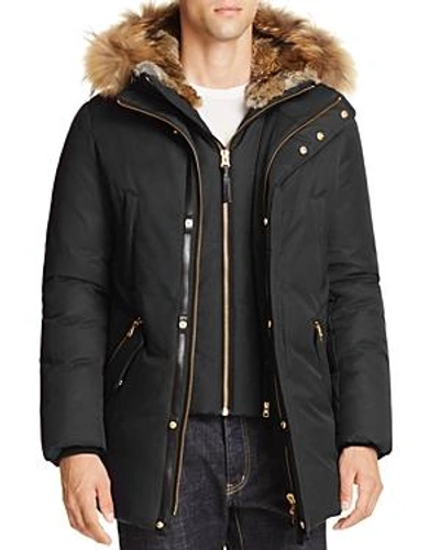 Shop Mackage Edward Fur Trim Hooded Jacket In Black