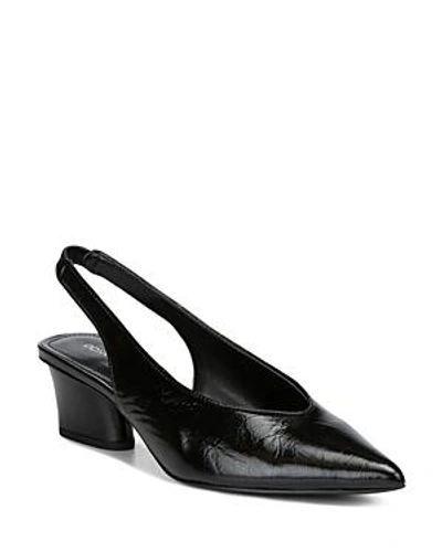 Shop Donald Pliner Women's Gema Pointed Toe Patent Leather Mid-heel Pumps In Black