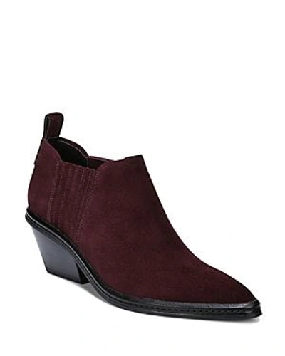 Shop Via Spiga Women's Farly Pointed Toe Suede Mid-heel Ankle Booties In Port