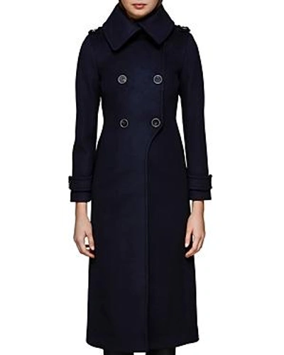 Shop Mackage Elodie Military Maxi Coat In Navy