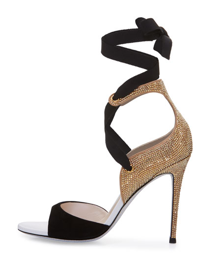 René Caovilla Woman Crystal-embellished Suede Sandals Gold | ModeSens