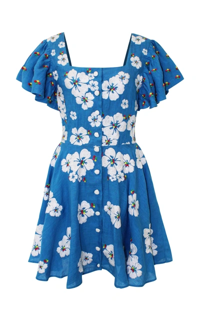 Shop All Things Mochi Kay Linen Dress In Blue