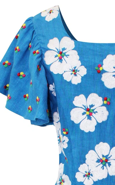 Shop All Things Mochi Kay Linen Dress In Blue