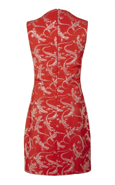 Shop Brandon Maxwell Lizard Jacquard Mini Dress In Red