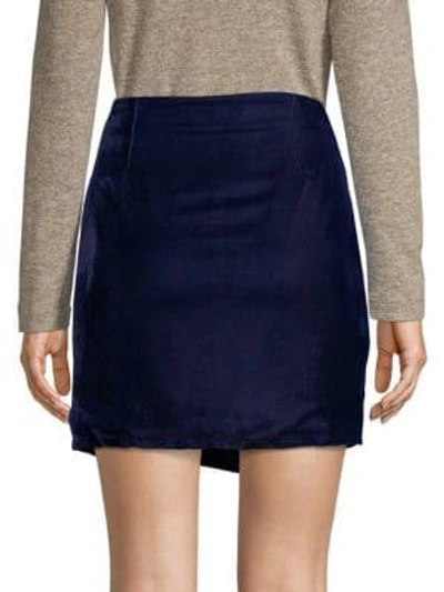 Shop Patbo Velvet Ruffled Mini Skirt In Midnight Blue