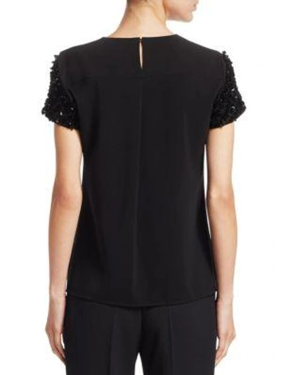 Shop Akris Punto 3d Sequin Sleeve Blouse In Black