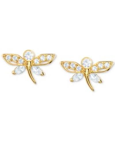 Shop Swarovski Gold-tone Crystal Dragonfly Stud Earrings In Light Multi