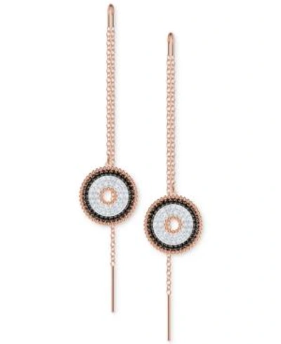Shop Swarovski Rose Gold-tone Pave Lollipop Threader Earrings In White