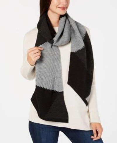 Shop Vince Camuto Triangle Patchwork Muffler In Black