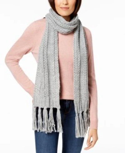 Shop Vince Camuto Chunky Herringbone-stitch Scarf, Created For Macy's In Grey Heather
