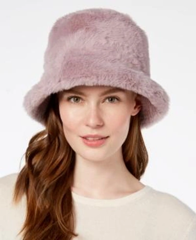 Shop Steve Madden Solid Faux-fur Bucket Hat In Lilac