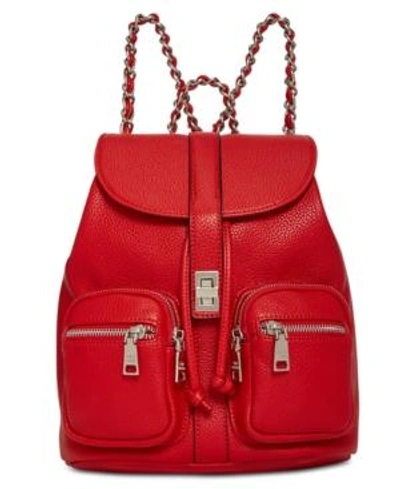 Shop Steve Madden Ally Small Pebbled Backpack In Red/silver