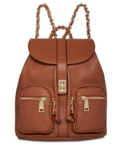 Shop Steve Madden Ally Small Pebbled Backpack In Cognac/gold