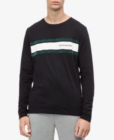 Shop Calvin Klein Jeans Est.1978 Men's Long-sleeve Striped T-shirt In Eu Ck Black