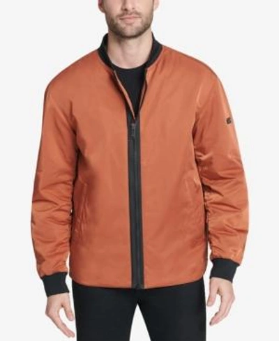 Shop Dkny Men's Utility Bomber Jacket, Created For Macy's In Orange