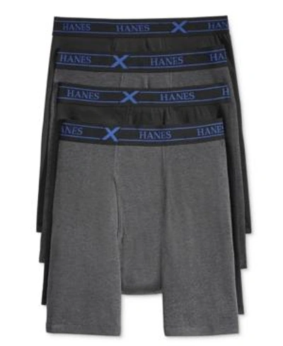 Shop Hanes Men's 4-pack X-temp Performance Boxer Briefs In Assorted Black/grey