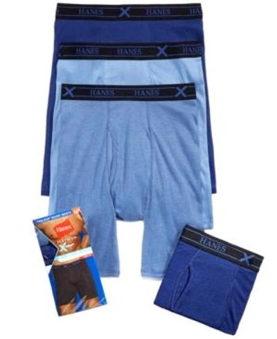 Shop Hanes Men's X-temp Long Boxer Briefs 4-pack In Assorted Blue