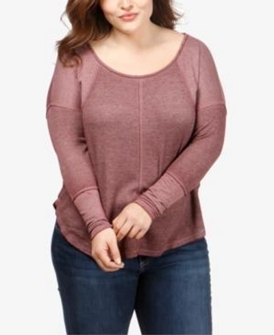 Shop Lucky Brand Trendy Plus Cotton Thermal Top In Mauve