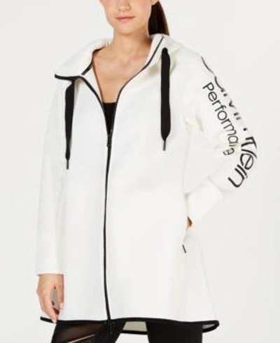 Shop Calvin Klein Performance Dolman-sleeve Hooded Walker Jacket In White