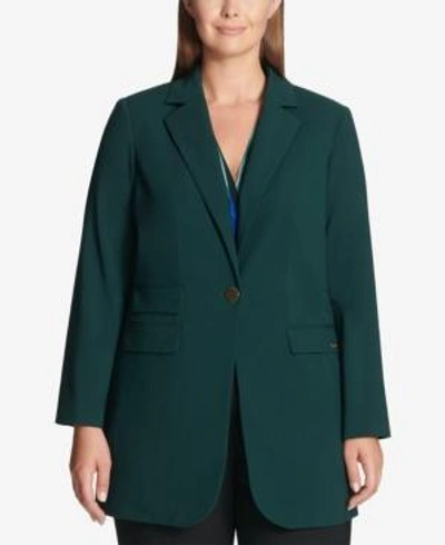 Shop Calvin Klein Plus Size Single-button Blazer Jacket In Malachite