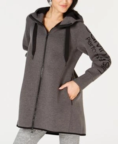 Shop Calvin Klein Performance Dolman-sleeve Hooded Walker Jacket In Gray