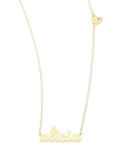 Shop Jennifer Zeuner Abigail-style Personalized Name Necklace With Diamond Heart In Gold