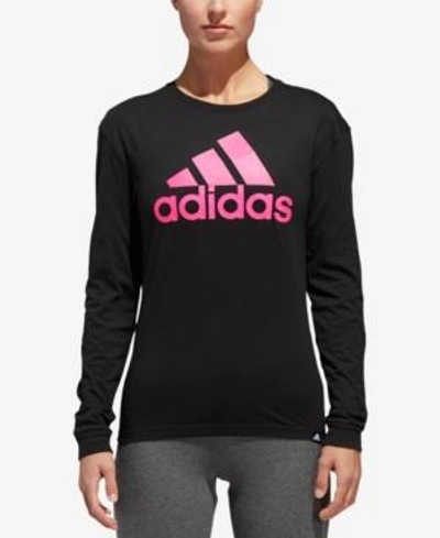 Adidas Originals Adidas Climalite Logo T-shirt In Black/shock Pink |  ModeSens