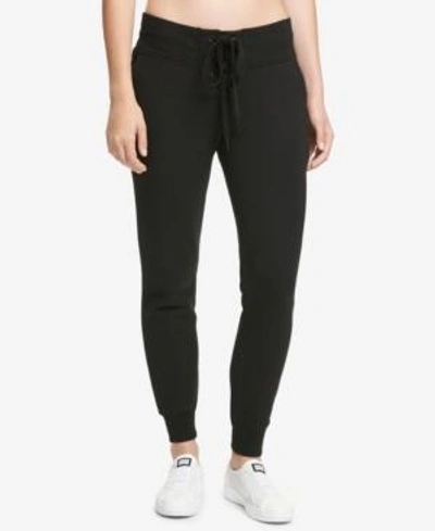 Shop Dkny Sport Lace-up Fleece Joggers In Black