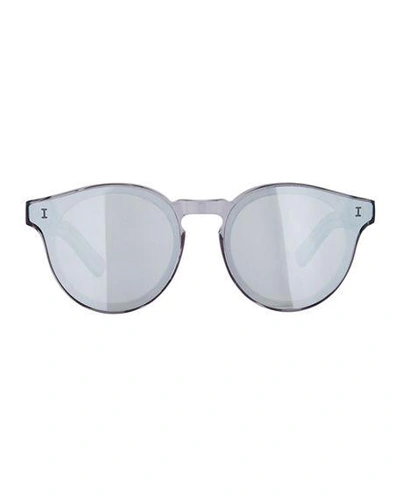 Shop Illesteva Two Point One Round Acetate Sunglasses In Mercury Silver