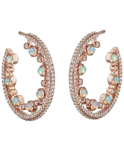 Shop Astley Clarke Rose Gold Icon Nova Large Opal Hoop Earrings