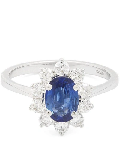Shop Kojis White Gold Sapphire And Diamond Cluster Ring